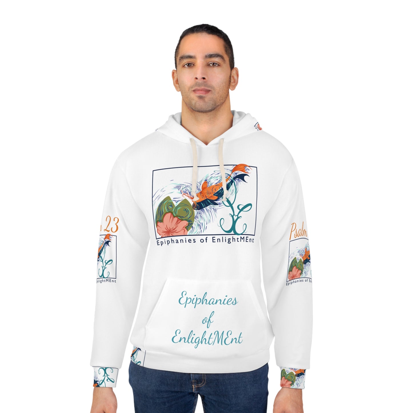 Inspirational Unisex Pullover Hoodie - Epiphanies of EnlightMEnt with Psalm 23 Design