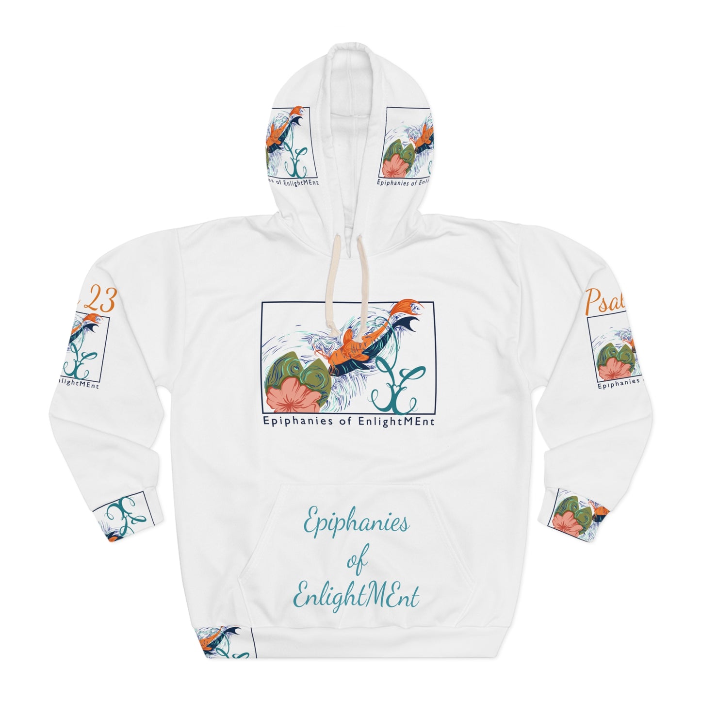 Inspirational Unisex Pullover Hoodie - Epiphanies of EnlightMEnt with Psalm 23 Design