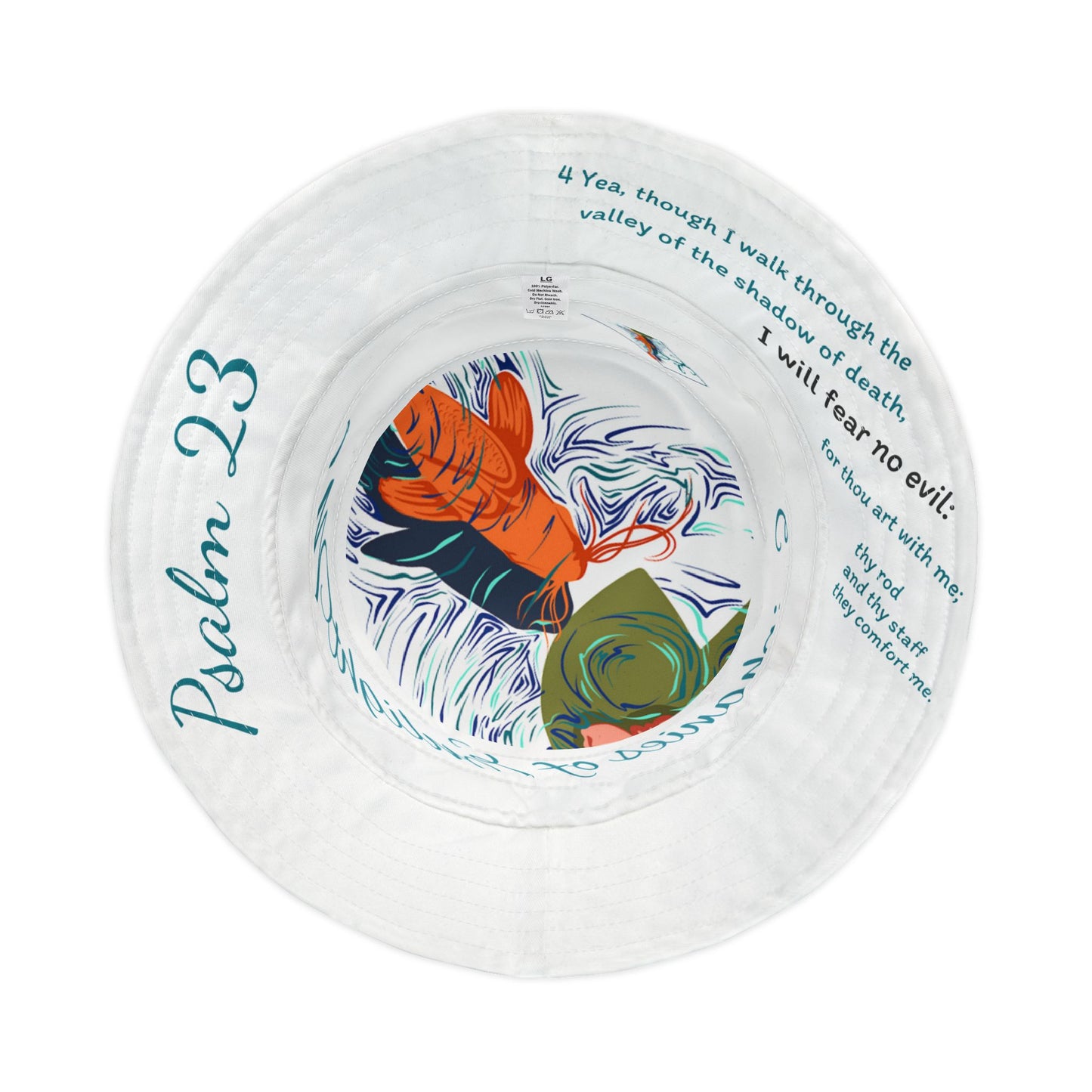 Bucket Hat with Psalm 23:4 Koi Fish Design