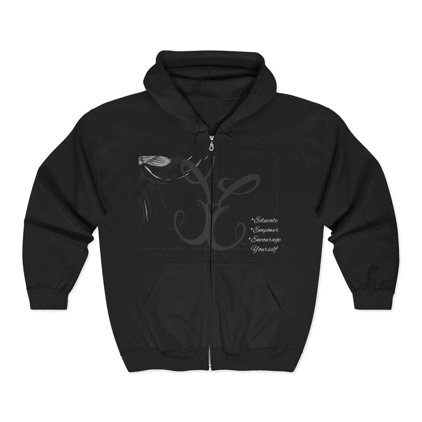 Koi Fish Hoodie Sweatshirt - Black and White Design