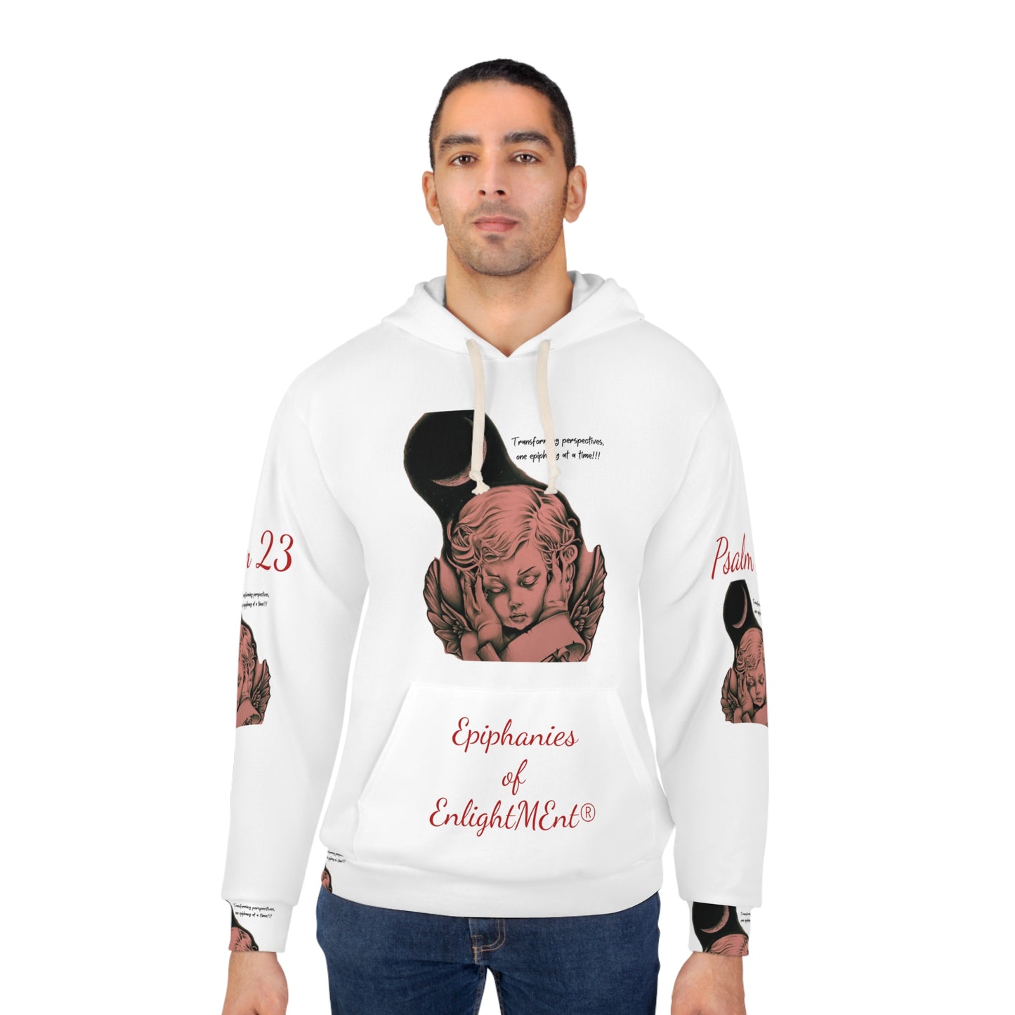 Inspirational Unisex Pullover Hoodie - Epiphanies of EnlightMEnt with Angel Design