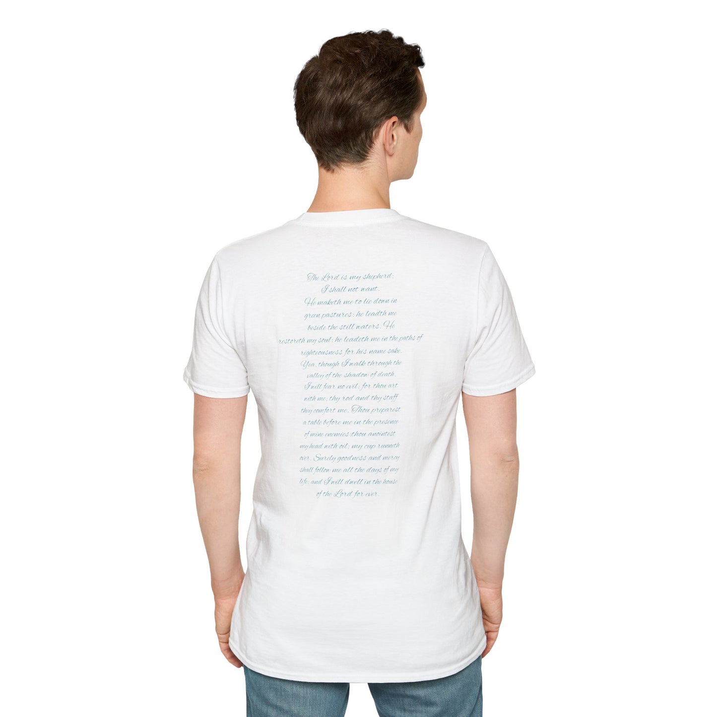 Unisex White T-Shirt with Psalm 23