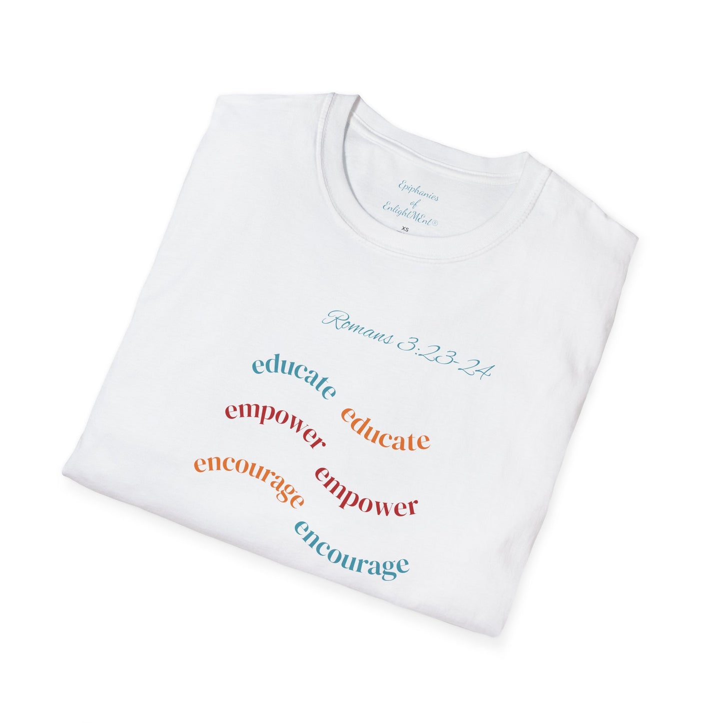 Christian Unisex T-Shirt with Romans 3:23-24 and Epiphanies of EnlightMEnt®
