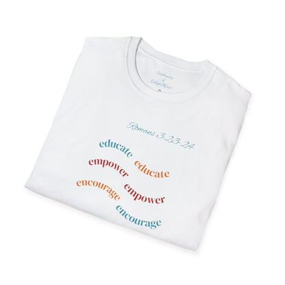 Christian Unisex T-Shirt with Romans 3:23-24 and Epiphanies of EnlightMEnt®