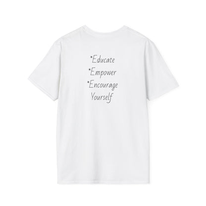 White Koi Fish Unisex T-Shirt - Educate, Empower, Encourage Slogan