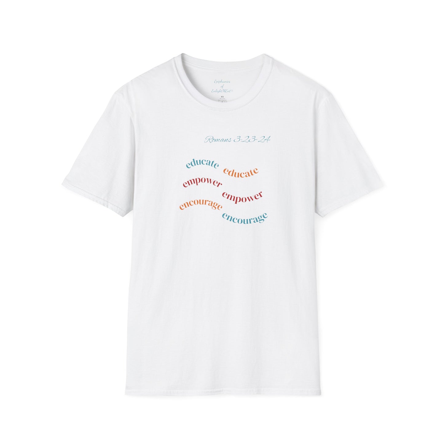 Christian Unisex T-Shirt with Romans 3:23-24 and Epiphanies of EnlightMEnt®