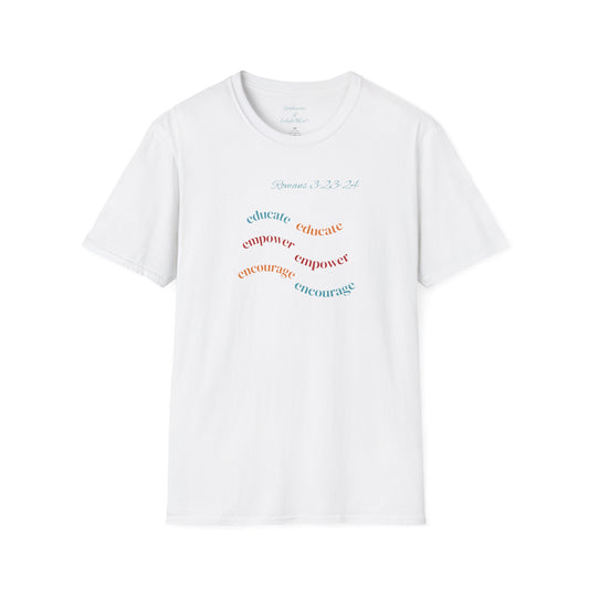 Christian Unisex T-Shirt with Romans 3:23-24 and Epiphanies of EnlightMEnt®