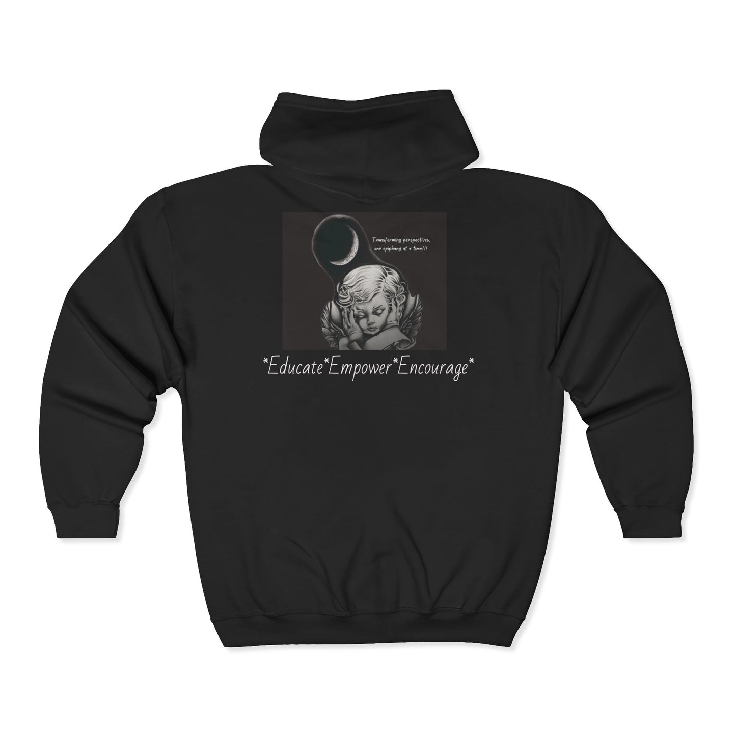Black and White Angel Hoodie-Unisex Zip-Up