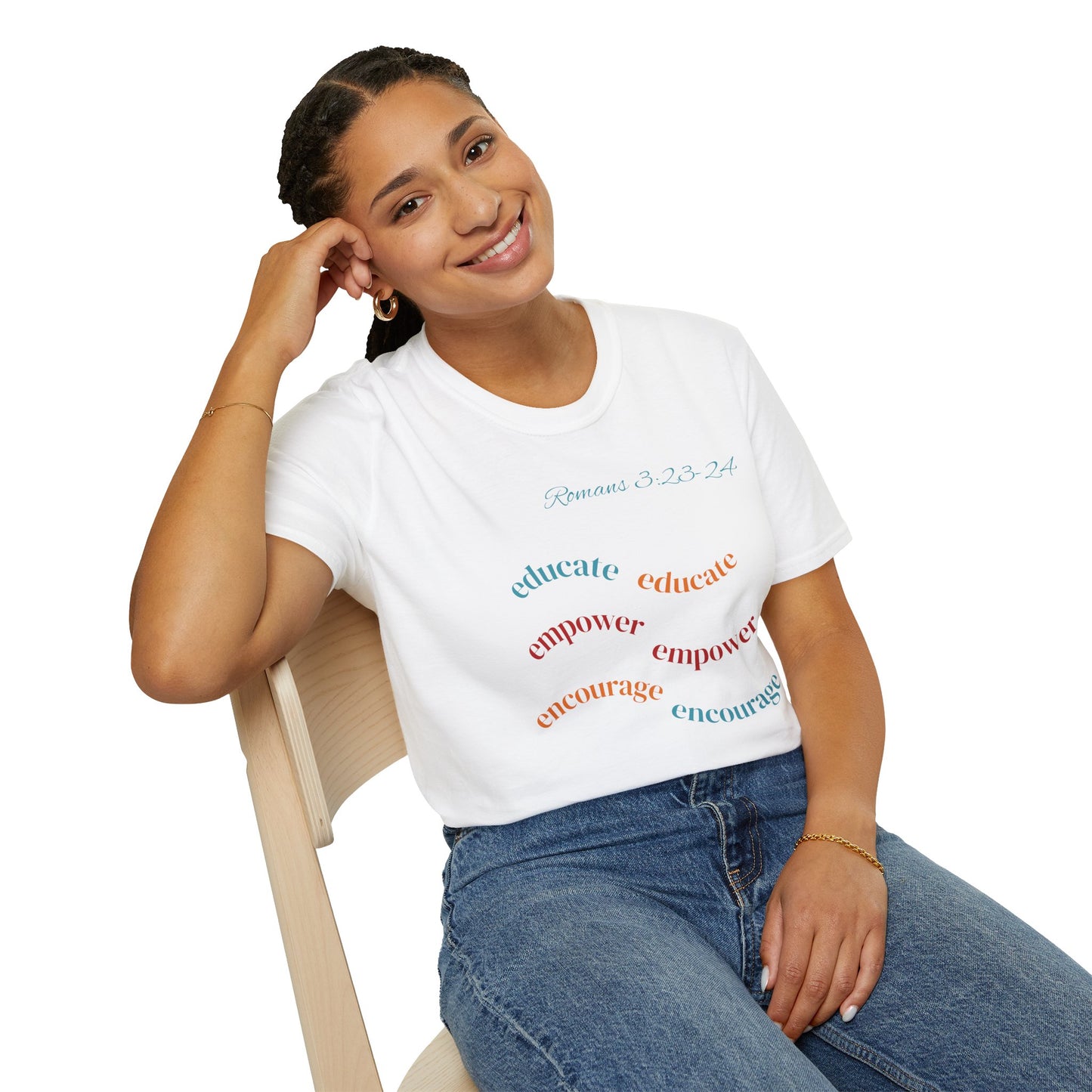 Christian Unisex T-Shirt with Romans 3:23-24 and Epiphanies of EnlightMEnt®