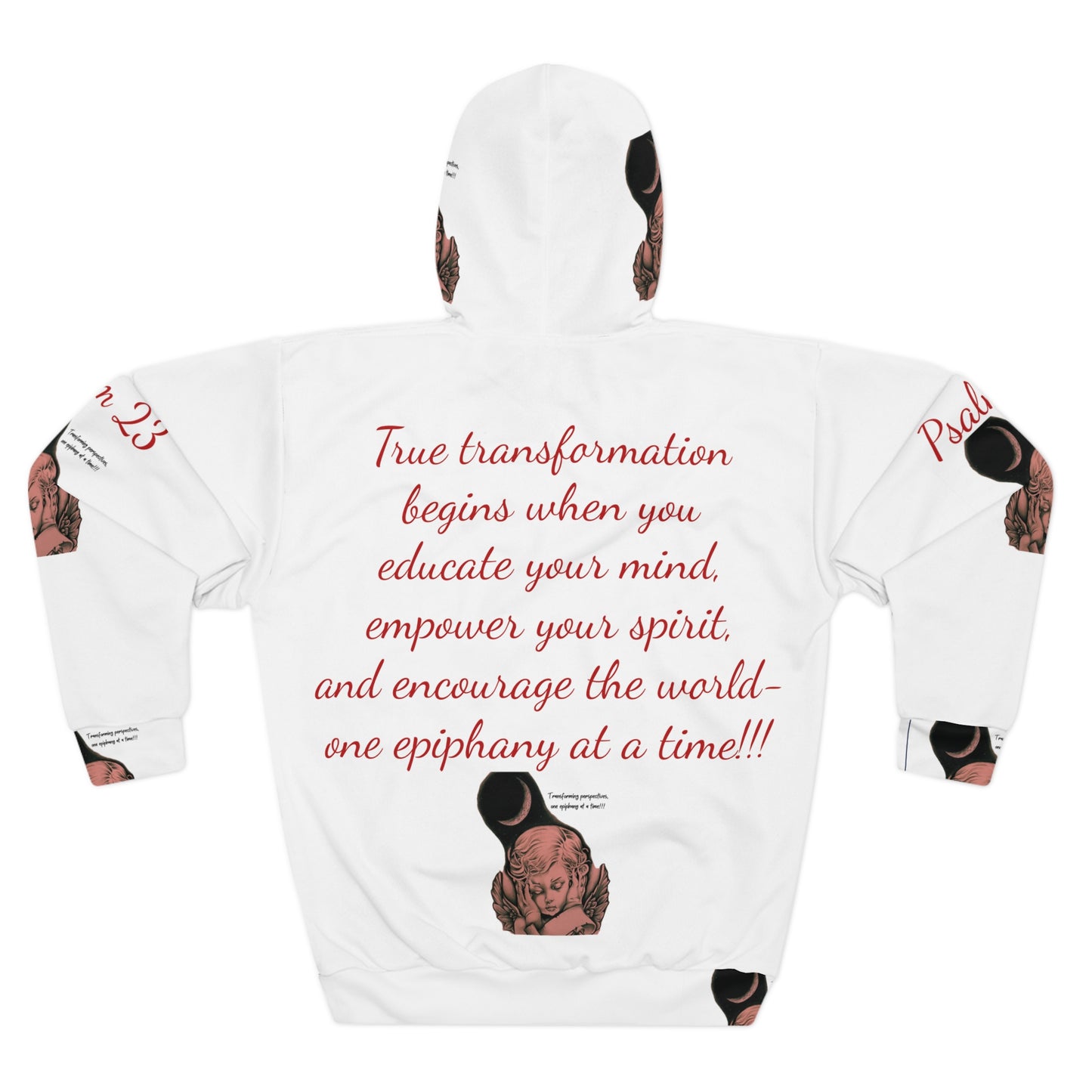 Inspirational Unisex Pullover Hoodie - Epiphanies of EnlightMEnt with Angel Design